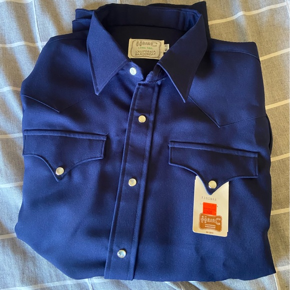 H Bar C Other - NWT    H Bar C Long Sleeve 16.5 35 L Pearl Snap Button Navy Blue Western Shirt